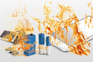 Smartphone, Batterien und Akkus stehen in Flammen