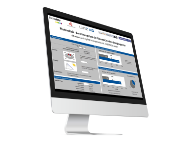 Ein Computer-Monitor mit einem Screenshot des LINZ AG Photovoltaikrechners.