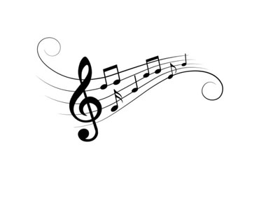 Grafik einer Musiknotation mit Noten und Notenschlüssel